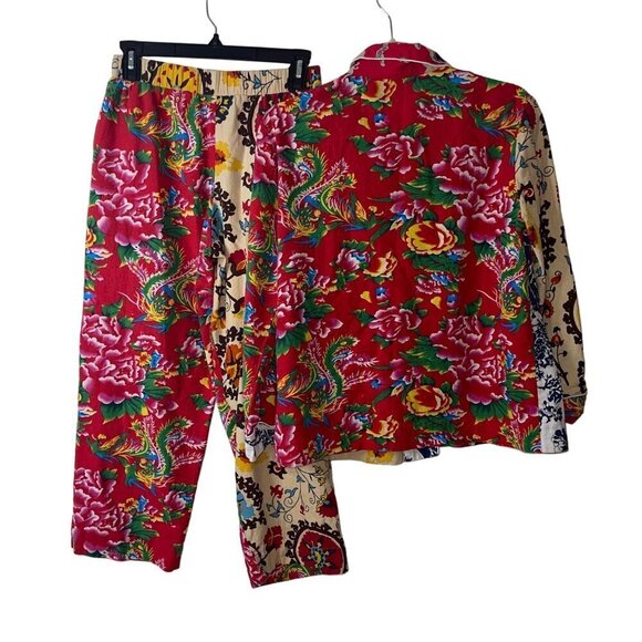 Benjimu Womens Pajama Set Size Small Multicolor Mixed Print Floral Pure Cotton - Picture 2 of 10